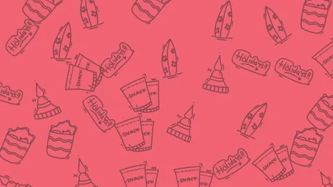 Doodle style illustrations of dunkin donuts coffee and treats. Perfect for menu  Vídeo Stock 334839518