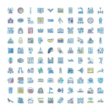 Doodle style internet website and mobile application icons 库存插图