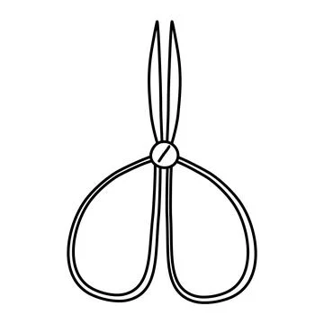 Doodle style scissors with big handles, doodle style flat vector outline for Illustration