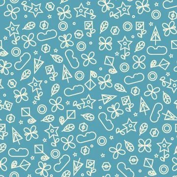 Doodle style seamless pattern with flowers and other nature elements Illustrazione stock