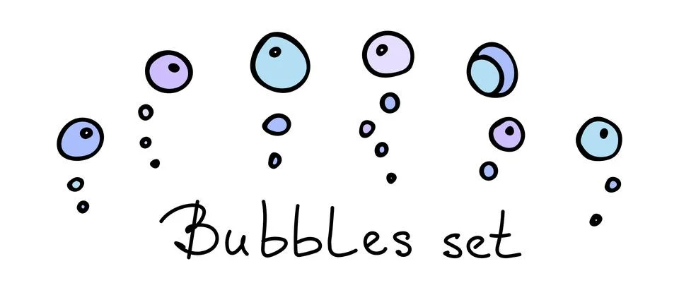 Doodle style set with bubbles. Design elements. Illustrazione stock