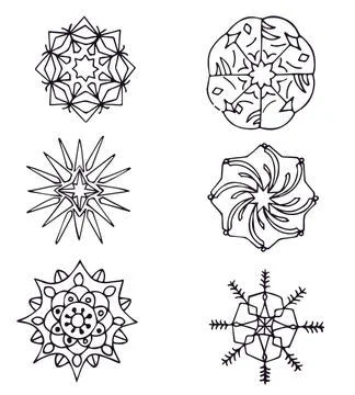 Doodle style snowflakes set. Vector stock illustration for the holidays New Y Stock Illustration