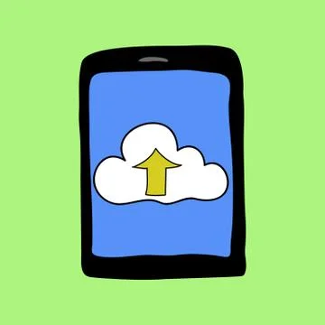 Doodle style touchpad with cloud Stock Illustration
