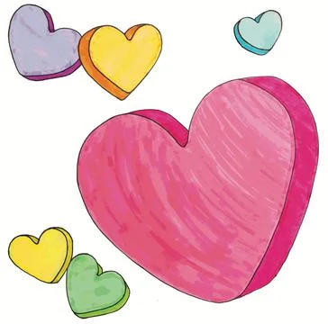 Doodle Style Valentines Candy Conversation Hearts Stock Illustration