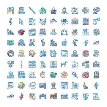 Doodle style various modern life and business icons Stock Illustration