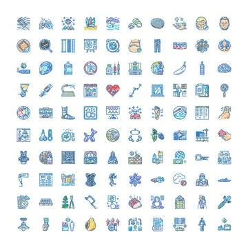 Doodle style various objects and activities icon set Stock Illustration