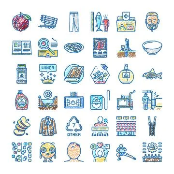 Doodle style various objects and abstract icons set Stock Illustration