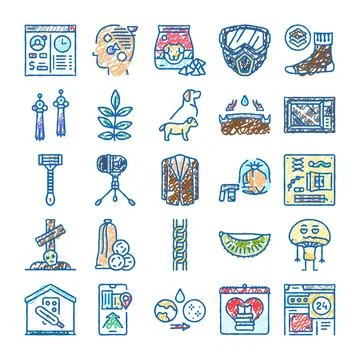 Doodle style various objects and symbols collection Stock Illustration
