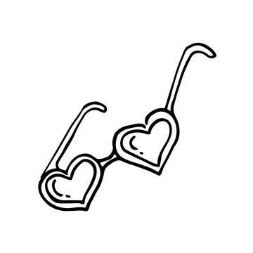 Doodle style vector illustration. cute glasses in the shape of hearts. glasses Stock Illustration