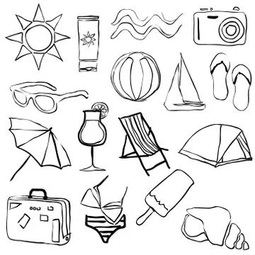 Doodle summer collection Stock Illustration