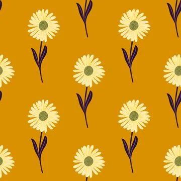 Doodle summer seamless pattern with chrysanthemum flowers elements ornament.  스톡 일러스트