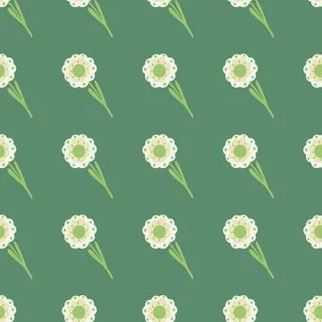 Doodle summer seamless pattern with folk flowers elements ornament. Pale turq Stock Illustration