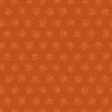 Doodle sun shapes seamless vector orange pattern Illustrazione stock