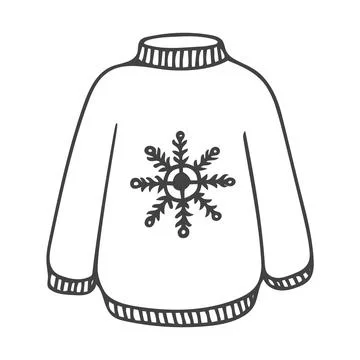 Doodle of a sweater with snowflake. Stock Illustration