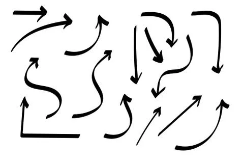 Doodle symbols. Pointer icons. Pointer graphic symbols. Illustrazione stock
