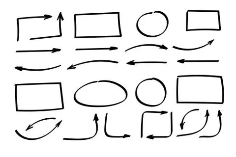 Doodle symbols. Pointer icons. Pointer graphic symbols. Stock Illustration
