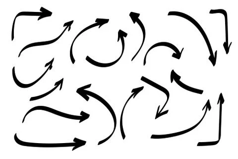 Doodle symbols. Pointer icons. Pointer graphic symbols. Illustrazione stock