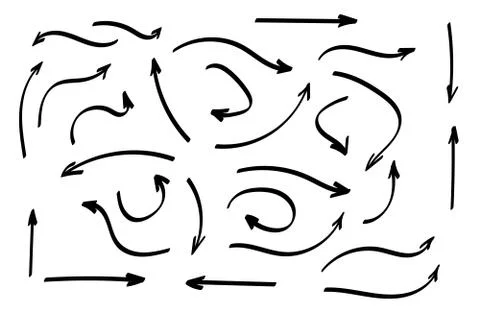 Doodle symbols. Pointer icons. Pointer graphic symbols. 库存插图