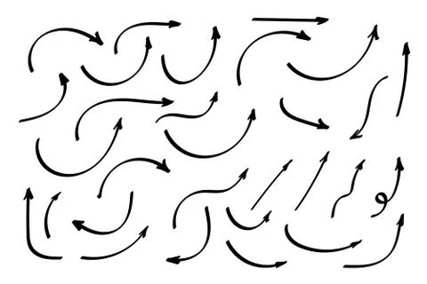 Doodle symbols. Pointer icons. Pointer graphic symbols. Stock Illustration