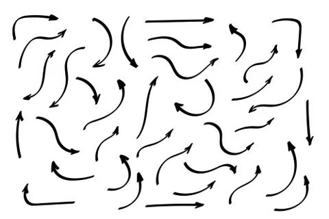 Doodle symbols. Pointer icons. Pointer graphic symbols. Ilustración de archivo