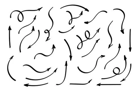 Doodle symbols. Pointer icons. Pointer graphic symbols. 库存插图