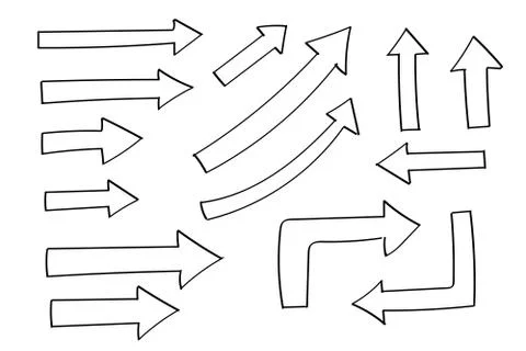 Doodle symbols. Pointer icons. Pointer graphic symbols. Illustrazione stock