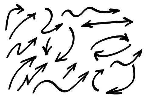 Doodle symbols. Pointer icons. Pointer graphic symbols. Illustrazione stock