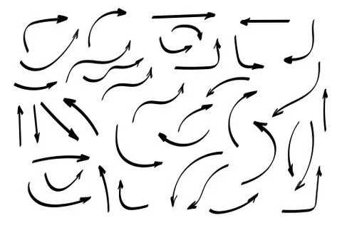 Doodle symbols. Pointer icons. Pointer graphic symbols. Stock Illustration