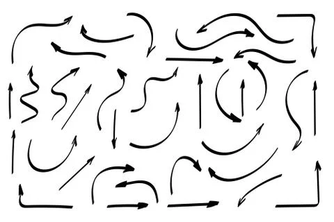 Doodle symbols. Pointer icons. Pointer graphic symbols. Illustration