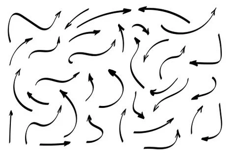 Doodle symbols. Pointer icons. Pointer graphic symbols. Illustrazione stock