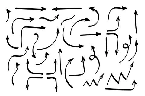 Doodle symbols. Pointer icons. Pointer graphic symbols. Stock Illustration