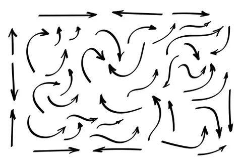 Doodle symbols. Pointer icons. Pointer graphic symbols. Illustrazione stock