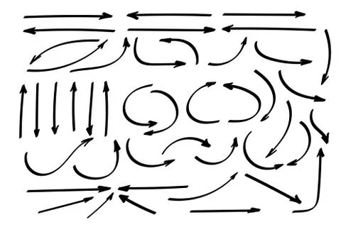 Doodle symbols. Pointer icons. Pointer graphic symbols. Stock Illustration