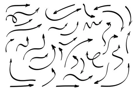 Doodle symbols. Pointer icons. Pointer graphic symbols. 库存插图