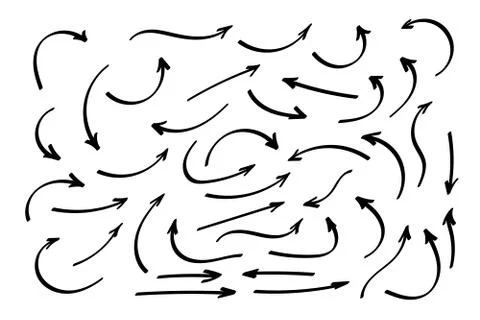 Doodle symbols. Pointer icons. Pointer graphic symbols. 库存插图