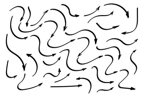 Doodle symbols. Pointer icons. Pointer graphic symbols. Stock Illustration