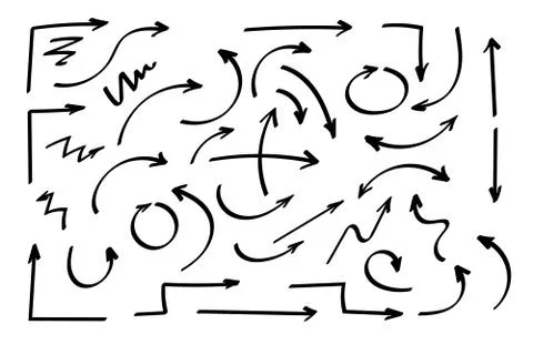 Doodle symbols. Pointer icons. Pointer graphic symbols. Illustrazione stock