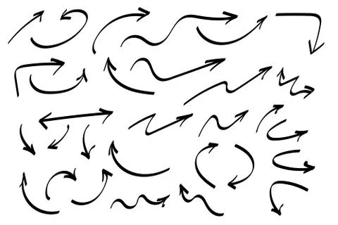 Doodle symbols. Pointer icons. Pointer graphic symbols. Stock Illustration