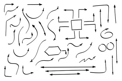 Doodle symbols. Pointer icons. Pointer graphic symbols. Illustration