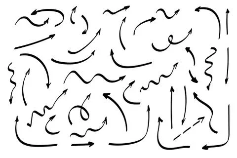 Doodle symbols. Pointer icons. Pointer graphic symbols. Illustrazione stock
