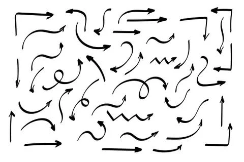 Doodle symbols. Pointer icons. Pointer graphic symbols. Illustration