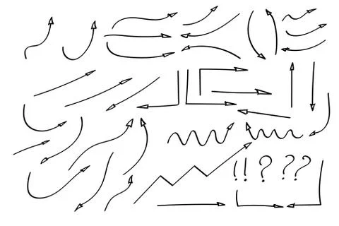 Doodle symbols. Pointer icons. Pointer graphic symbols. Illustrazione stock