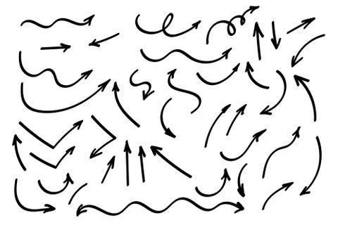 Doodle symbols. Pointer icons. Pointer graphic symbols. イラスト素材