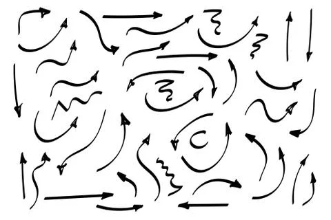 Doodle symbols. Pointer icons. Pointer graphic symbols. Illustrazione stock