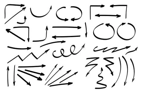 Doodle symbols. Pointer icons. Pointer graphic symbols. Stock Illustration