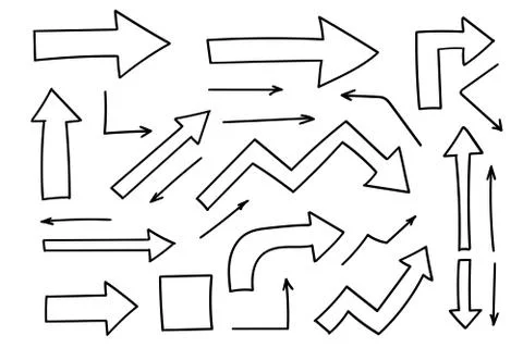 Doodle symbols. Pointer icons. Pointer graphic symbols. Illustrazione stock