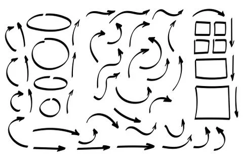 Doodle symbols. Pointer icons. Pointer graphic symbols. イラスト素材