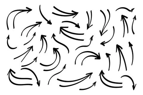 Doodle symbols. Pointer icons. Pointer graphic symbols. Stock Illustration