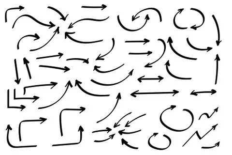 Doodle symbols. Pointer icons. Pointer graphic symbols. イラスト素材