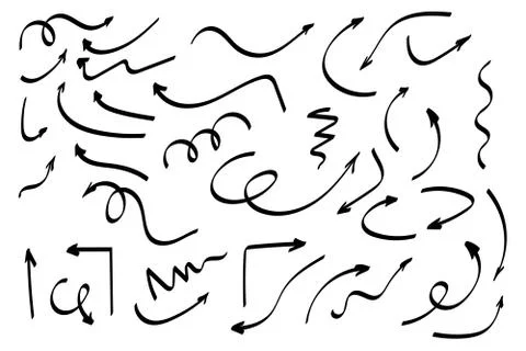 Doodle symbols. Pointer icons. Pointer graphic symbols. Illustrazione stock